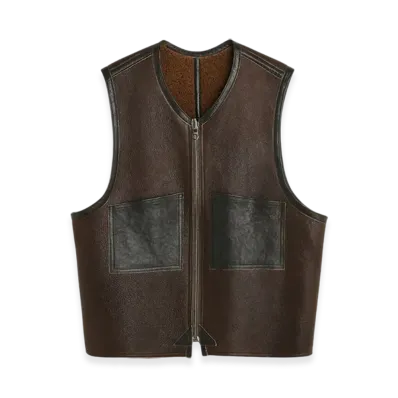 OUR LEGACY Reversible Shearling Vest "Rustic Grain Brown Shearling"