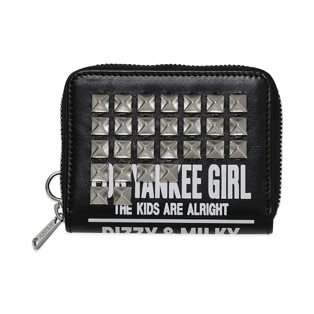 HYSTERIC GLAMOUR Women's DIZZY & MILKY Studded Round Zip Wallet "Black"