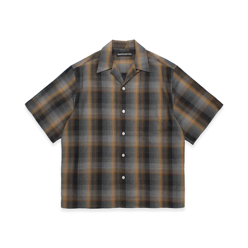 WACKO MARIA Ombre Check Open Collar Shirt "Gray"
