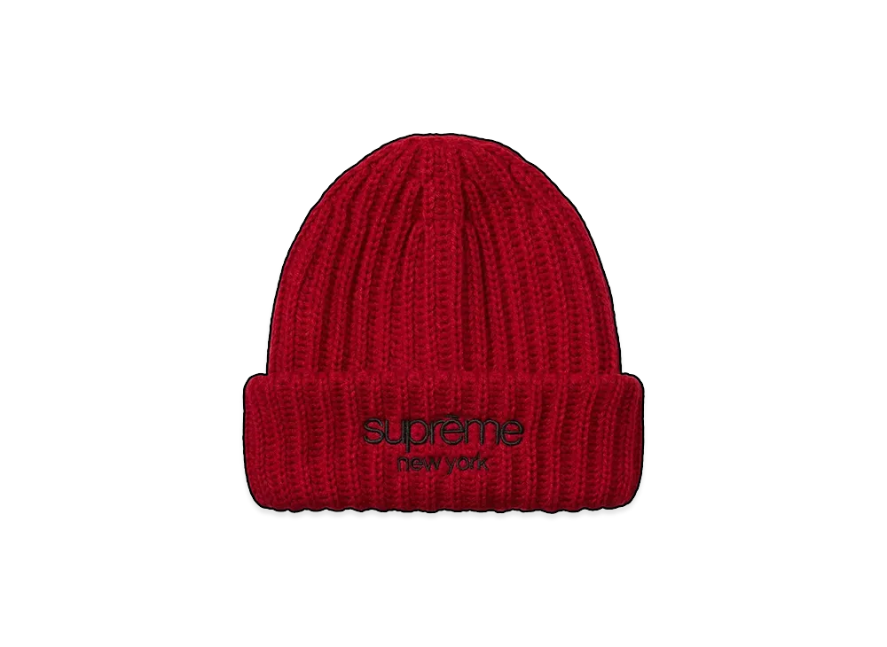 Supreme Classic Logo Chunky Ribbed Beanie "Red"