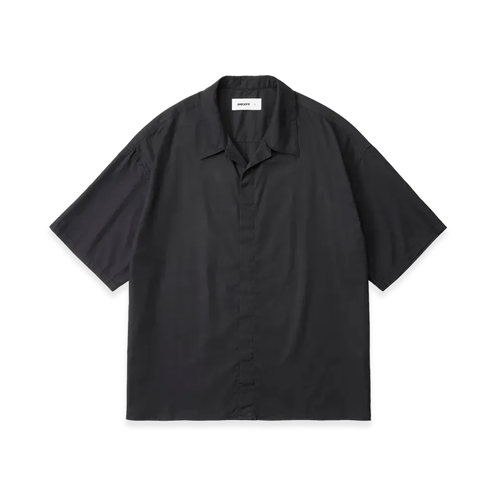 everyone Fly Front Open Collar Short Sleeve Shirt "Black"