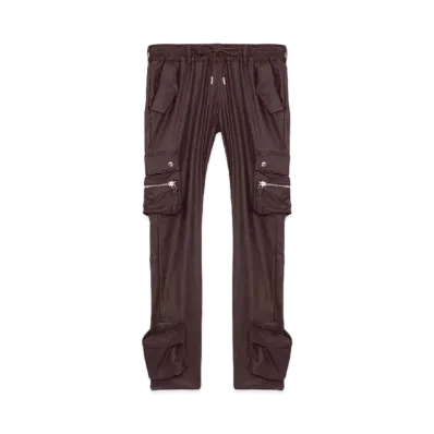 MLVINCE TYPE-4 SLIM STRETCH WAX CARGO PANTS "BROWN"