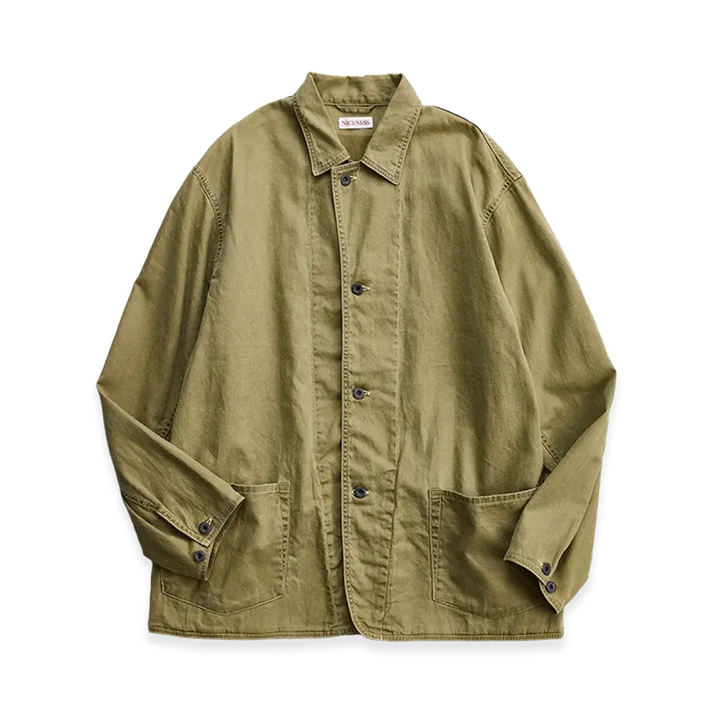 NICENESS H.Leeroy Vintage Treat Herringbone Coverall "Khaki"