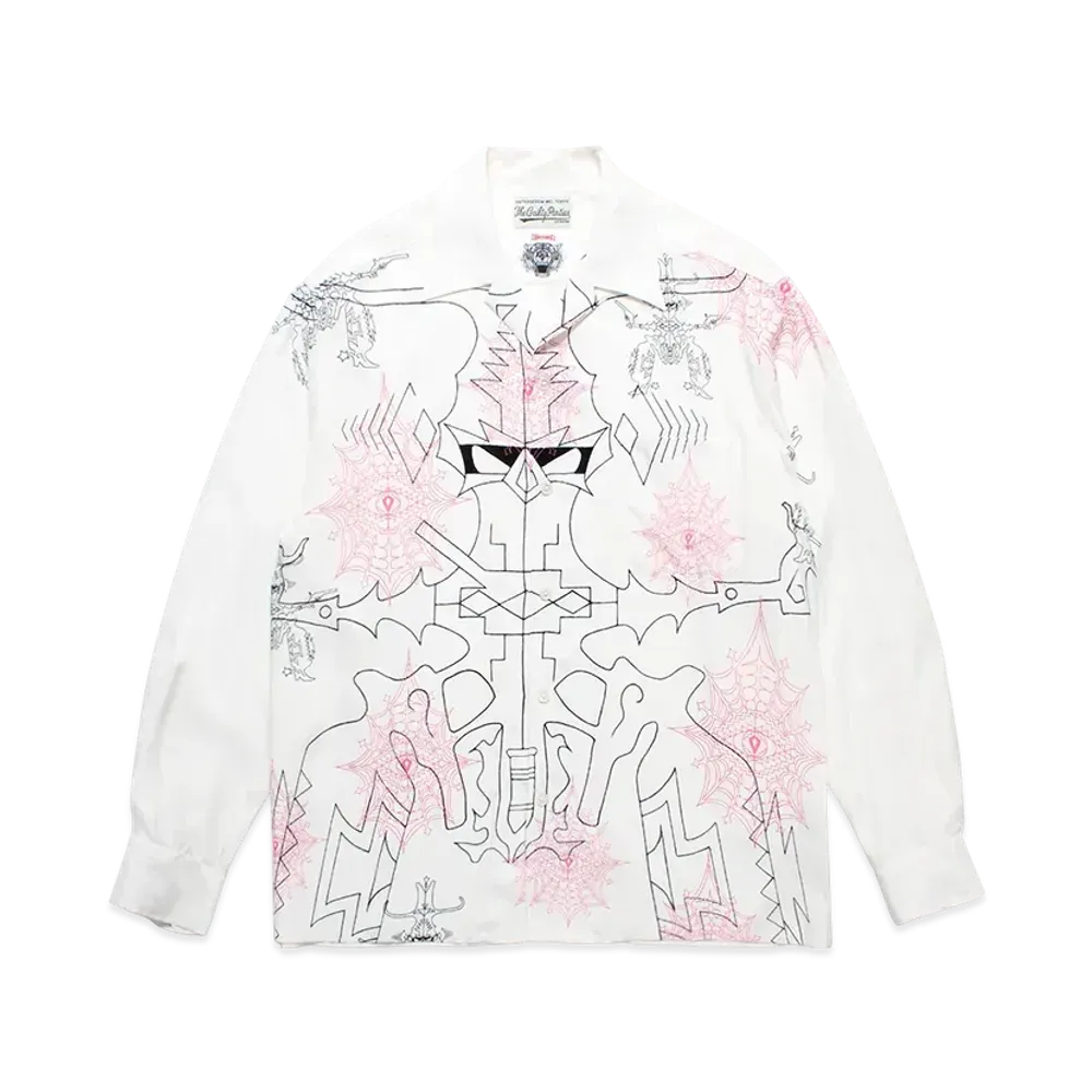 WACKO MARIA x WOLF'S HEAD L/S Hawaiian Shirt "White"