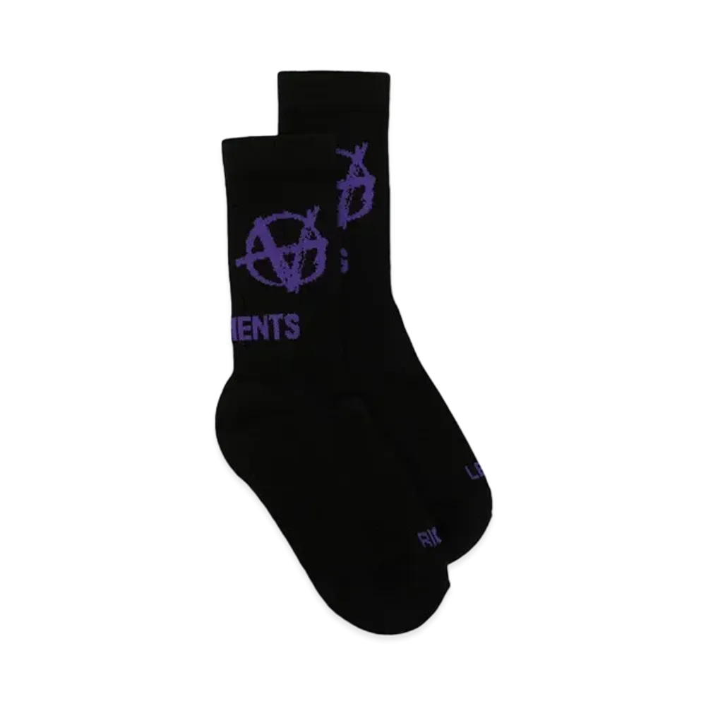 VETEMENTS Print Socks "Black Purple"