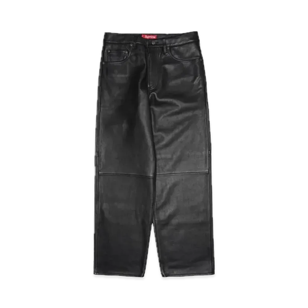 Supreme Leather Baggy 5-Pocket Jean "Black"