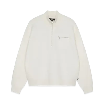 Stussy Half Zip Mock Neck Sweater "Ivory"