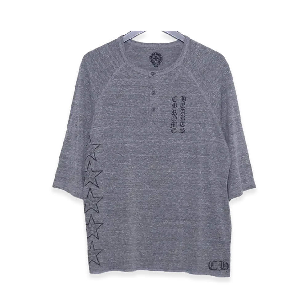 Chrome Hearts Old Star Print Henry Neck 3/4 Sleeve T-Shirt "Gray"
