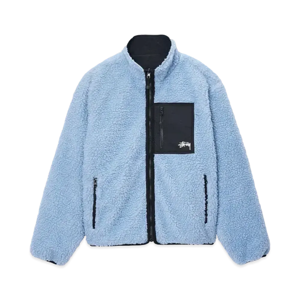Stussy Sherpa Reversible Jacket "Light Denim"