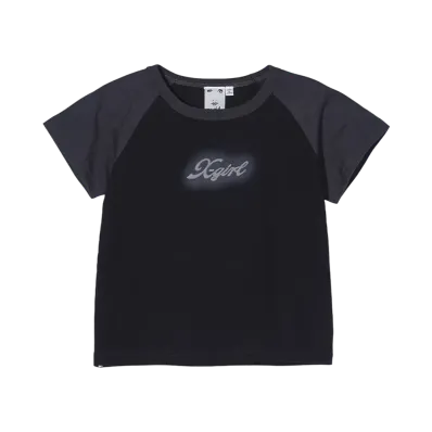 X-Girl Spray Print And Embroidery S/S Raglan Baby Tee "Black"