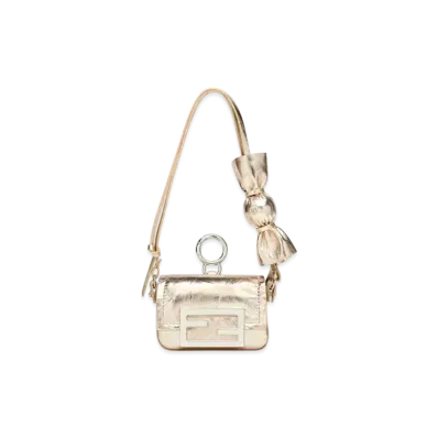 FENDI Nano Baguette Charm Metallic Leather "Gold"