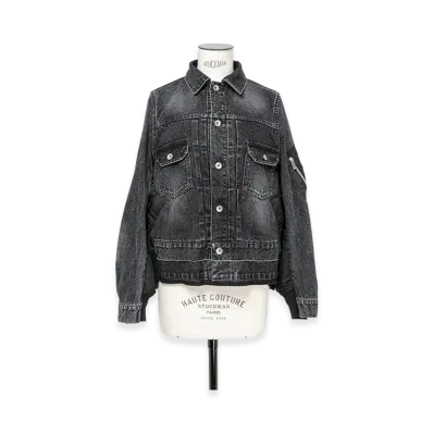 sacai Denim x Nylon Twill Jacket "Black"