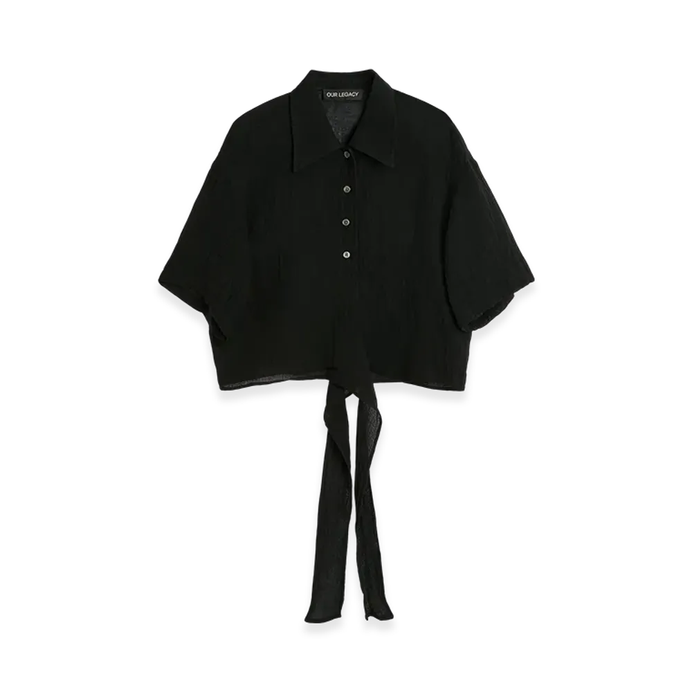 OUR LEGACY Women's Nannas Shirt Shortsleeve "Black Sparse Crepe Weave"