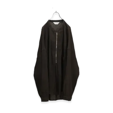 ANCELLM Crepe Half Zip Shirt "Brown"