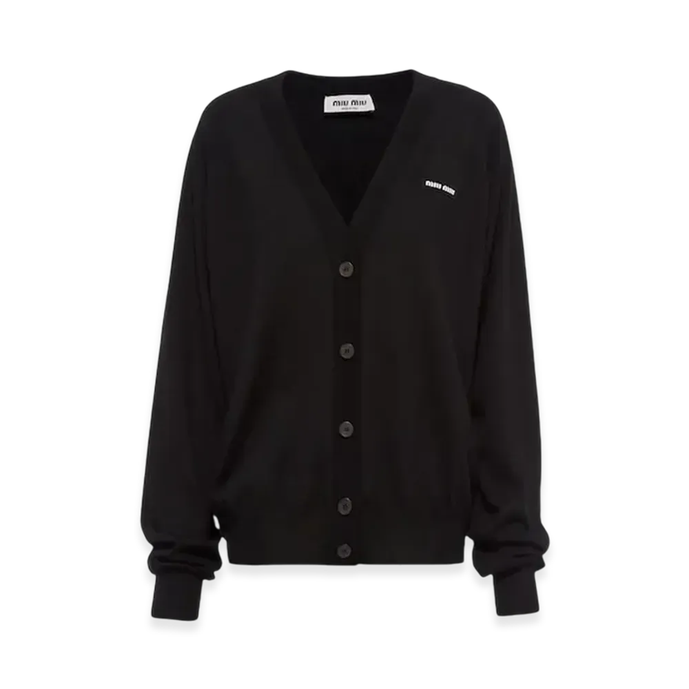 MIU MIU Women's Cashmere and Silk Cardigan "Black"