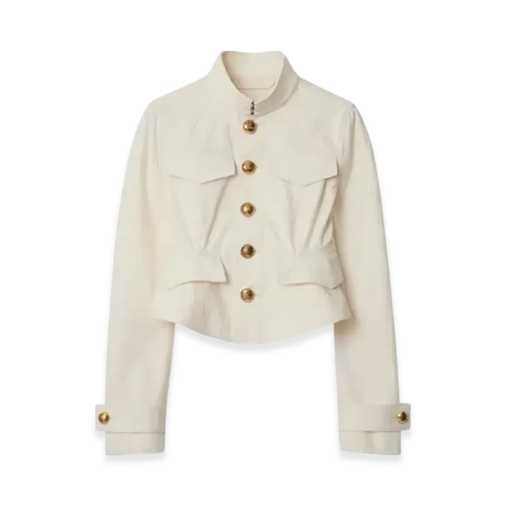 Burberry Cropped Cotton Jacket "Off White"