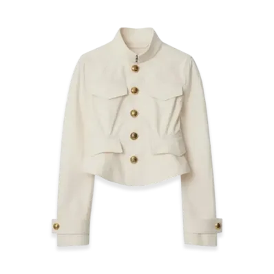 Burberry Cropped Cotton Jacket "Off White"