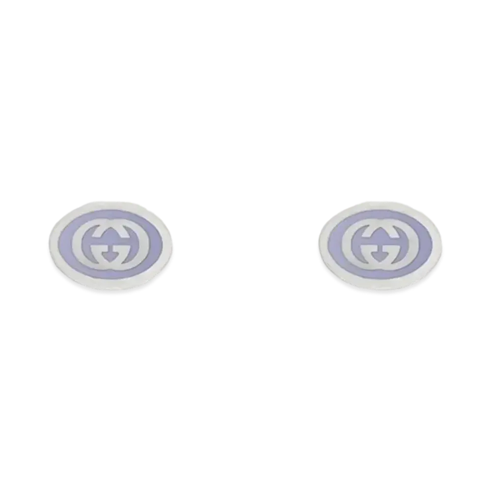 GUCCI Interlocking G Enamel Earrings Lilac Enamel "Silver"