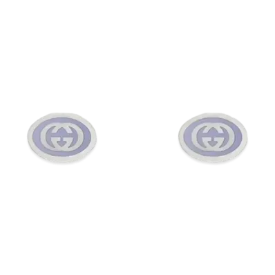 GUCCI Interlocking G Enamel Earrings Lilac Enamel "Silver"