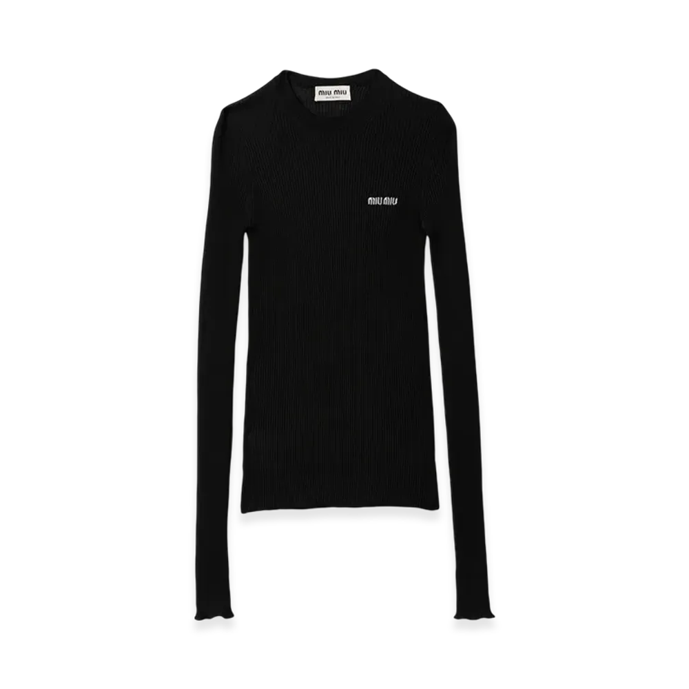 MIU MIU Women's Cashmere and Silk Sweater "Black"