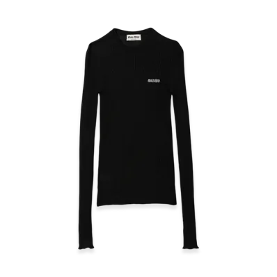 MIU MIU Women's Cashmere and Silk Sweater "Black"