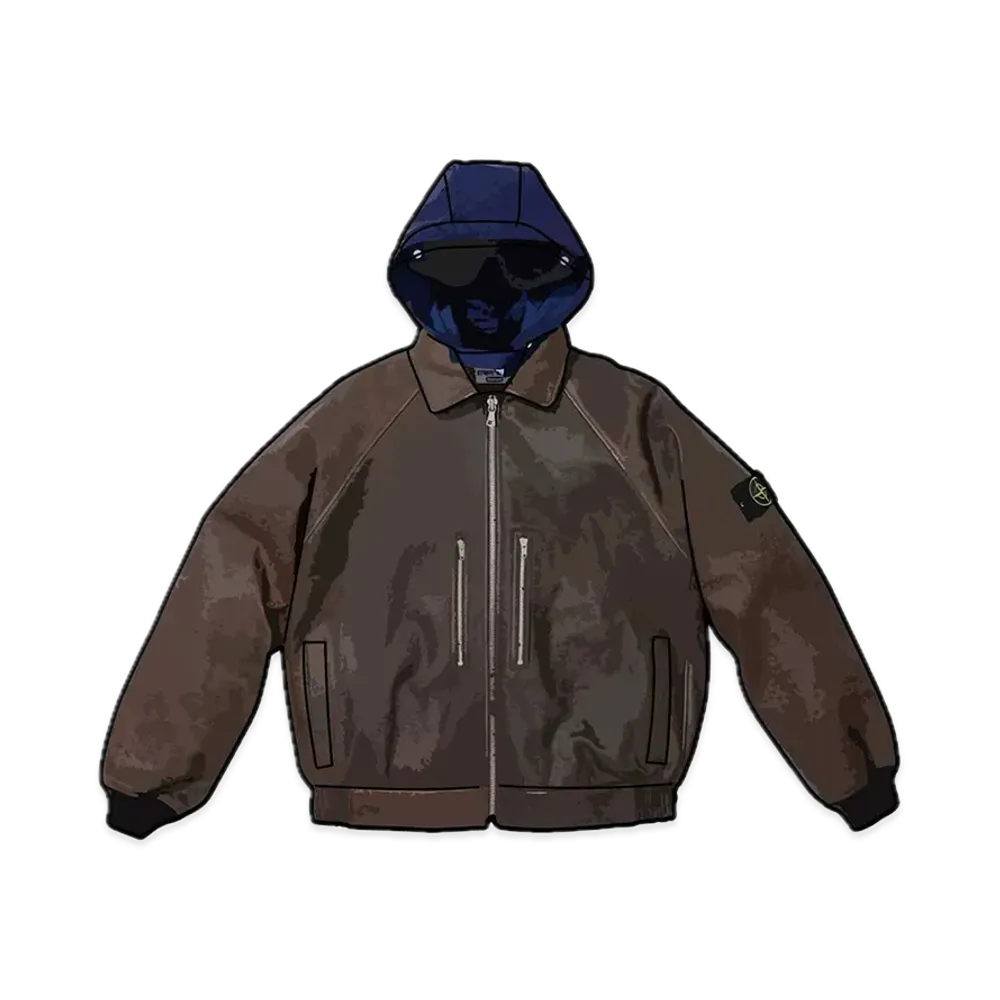 Supreme x Stone Island Leather Bomber Jacket "Brown"