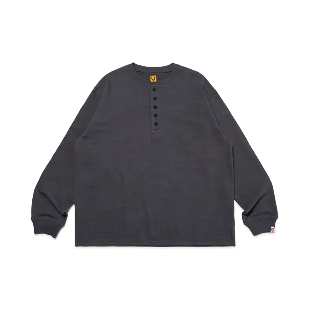 HUMAN MADE Oversized Henley Neck L/S T-Shirt "Navy"
