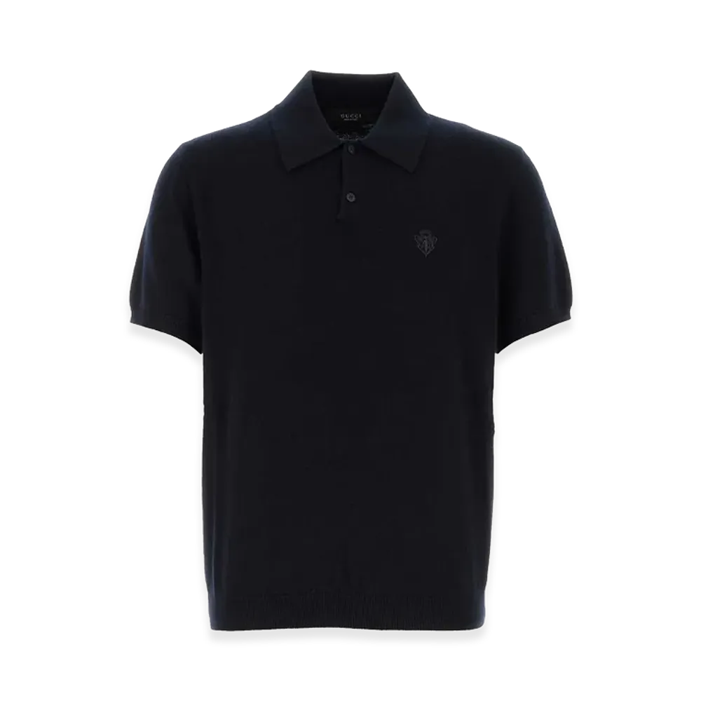 GUCCI Cashmere Knit Polo Shirt "Blue"
