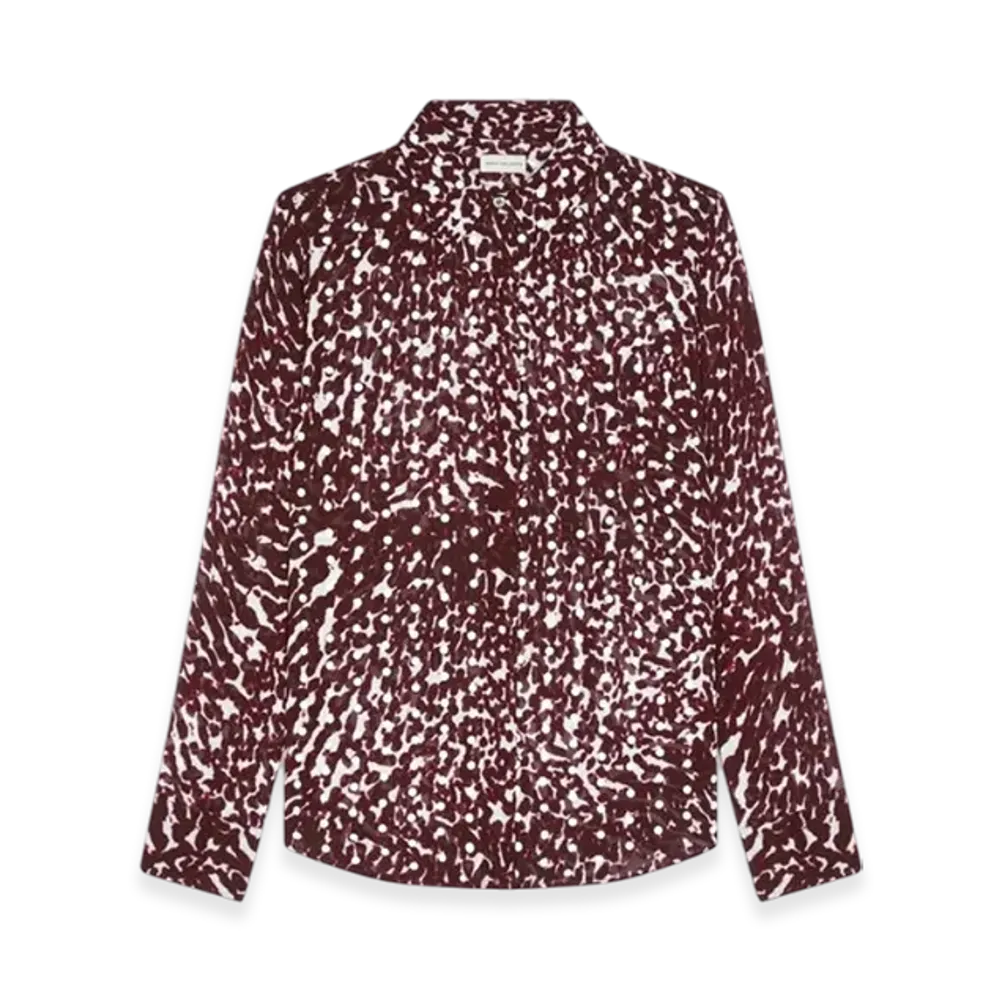 DRIES VAN NOTEN Women's Embellished Shirt "Burgundy"