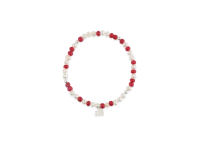 WIND AND SEA IVX Japan WDS Pearl & White Hearts Bracelet "Red"
