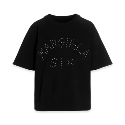 MM6 Maison Margiela Women's Logo Short Sleeve Sweatshirt "Black"
