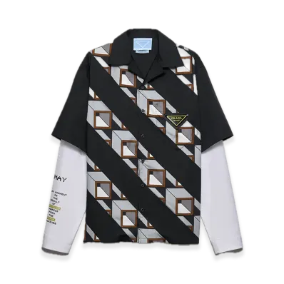PRADA Timecapsule Printed Cotton Shirt "Black/Light Gray"