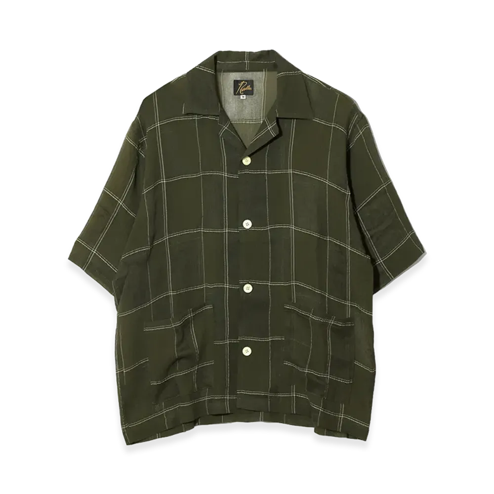 NEEDLES Cabana Shirt - Cupra Crepe Plaid "Olive"