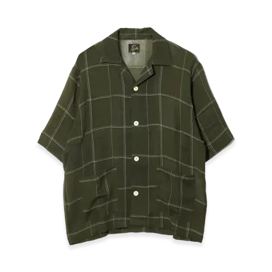 NEEDLES Cabana Shirt - Cupra Crepe Plaid "Olive"