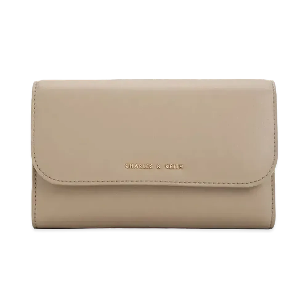 CHARLES & KEITH Magnetic Front Flap Wallet "Taupe"