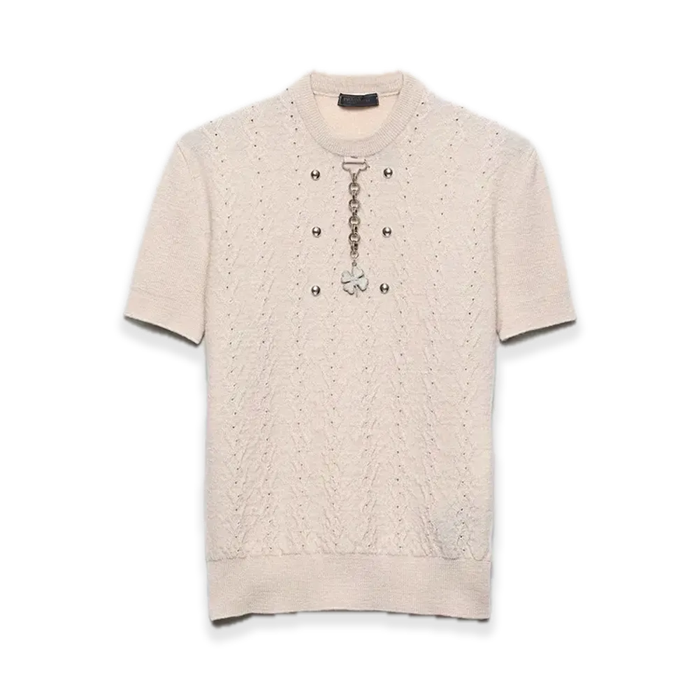 PRADA Wool Crewneck Sweater "Sand Beige"