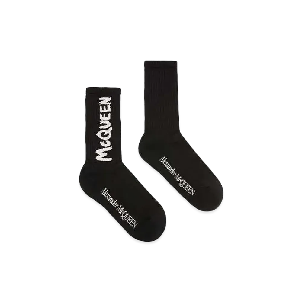 Alexander McQUEEN McQueen Graffiti Socks "Black/Ivory"