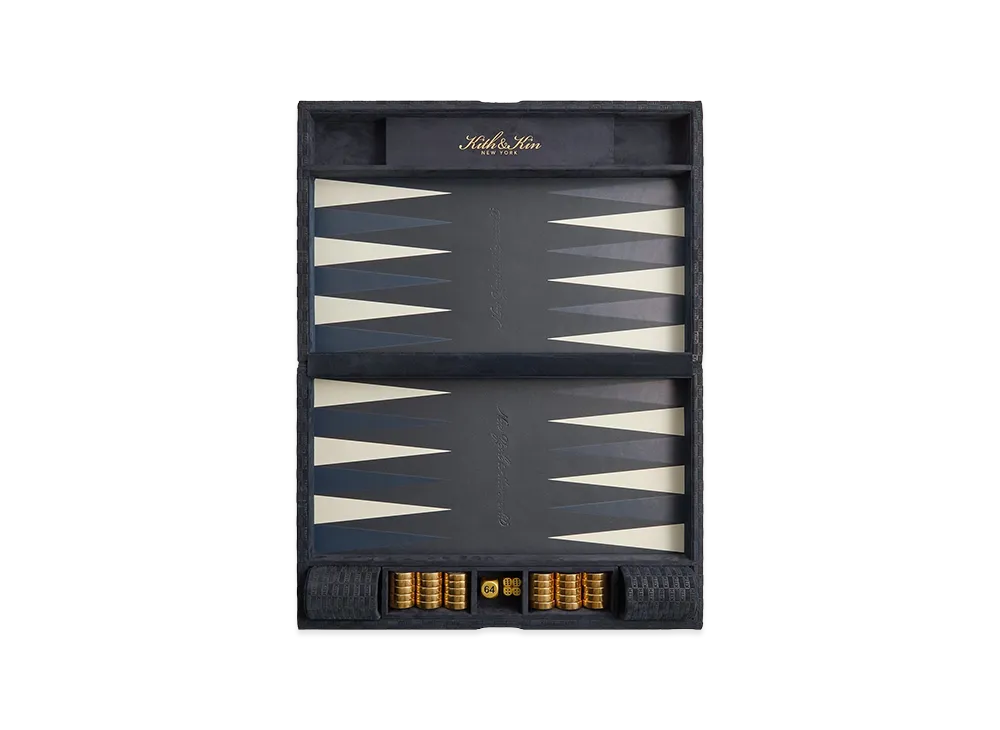 Kith Monogram Debossed Suede Backgammon Set "Ink"