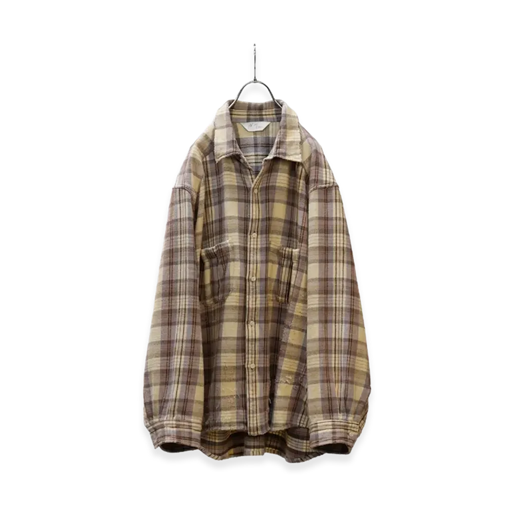 ANCELLM Nel Check Over Work Shirt "Ivory"