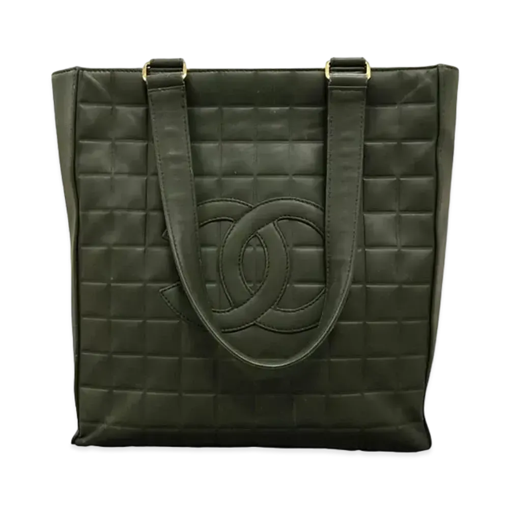 CHANEL Chocolate Bar Coco Mark Tote Bag "Khaki"
