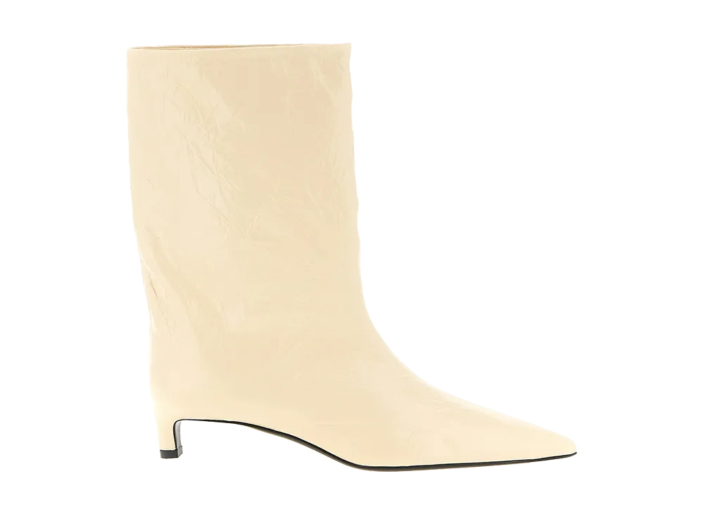 Jil Sander Women's Craquele Leather Ankle Boots "Beige"