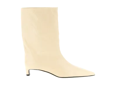 Jil Sander Women's Craquele Leather Ankle Boots "Beige"