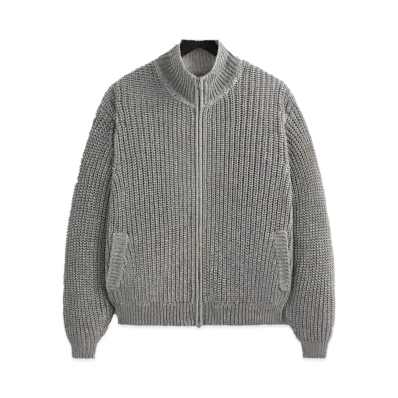 Kith &Kin Reflective Wyona Full Zip Sweater "Silver"