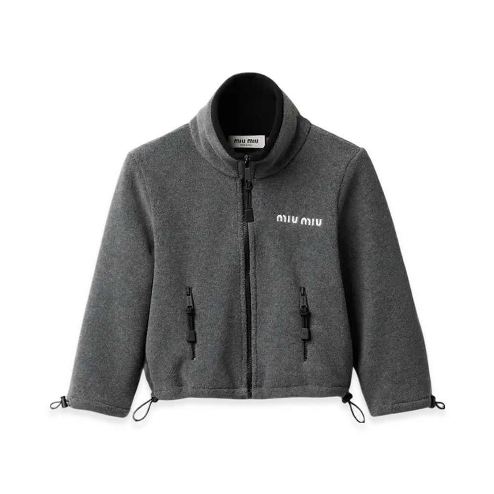 MIU MIU Women's Cotton Fleece Cropped Sweatshirt "Grey"