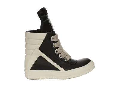 Rick Owens Women's SS26 Jumbolace Geobasket Full Grain Cow Leather "Black/Milk"