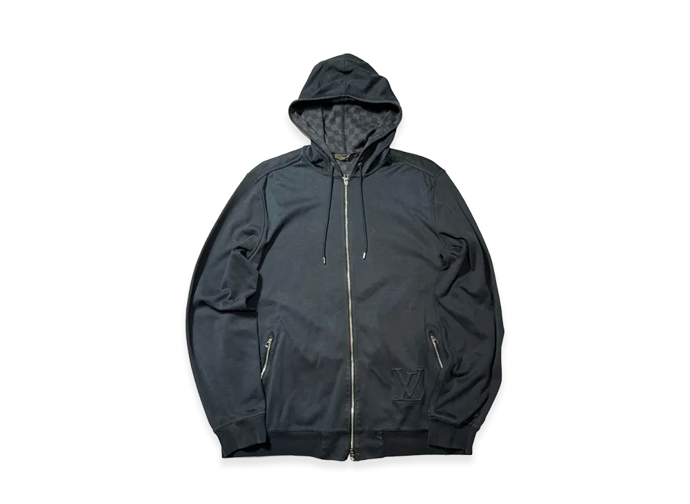 ルイヴィトン ダミエ Lv ジップ アップ フーディー "ブラック" RM092 MP JP 40JDW