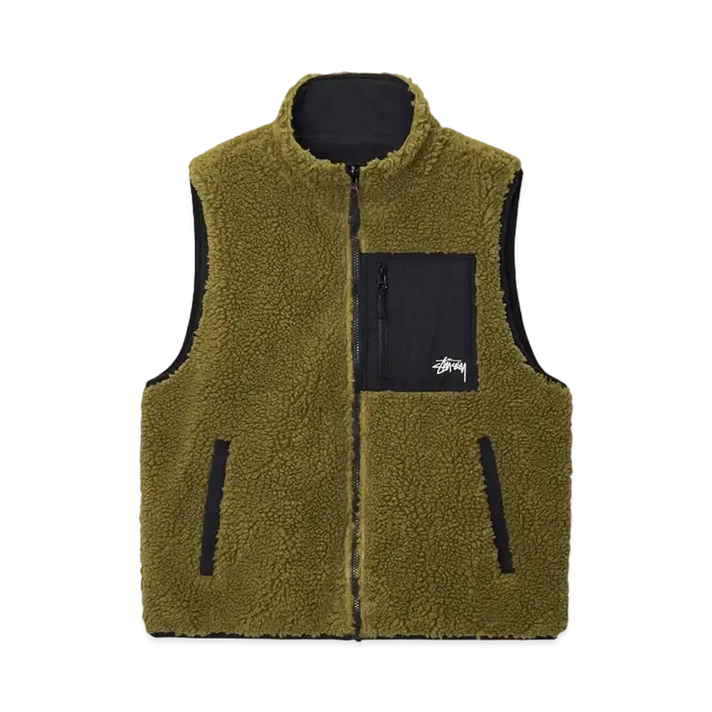 Stussy Sherpa Reversible Vest "Olive"