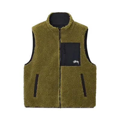 Stussy Sherpa Reversible Vest "Olive"