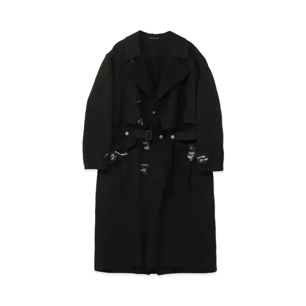 Yohji Yamamoto Pour Homme CU TWILL x W FLANNEL G-DOUBLE FACED TRENCH "Black"