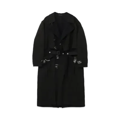 Yohji Yamamoto Pour Homme CU TWILL x W FLANNEL G-DOUBLE FACED TRENCH "Black"